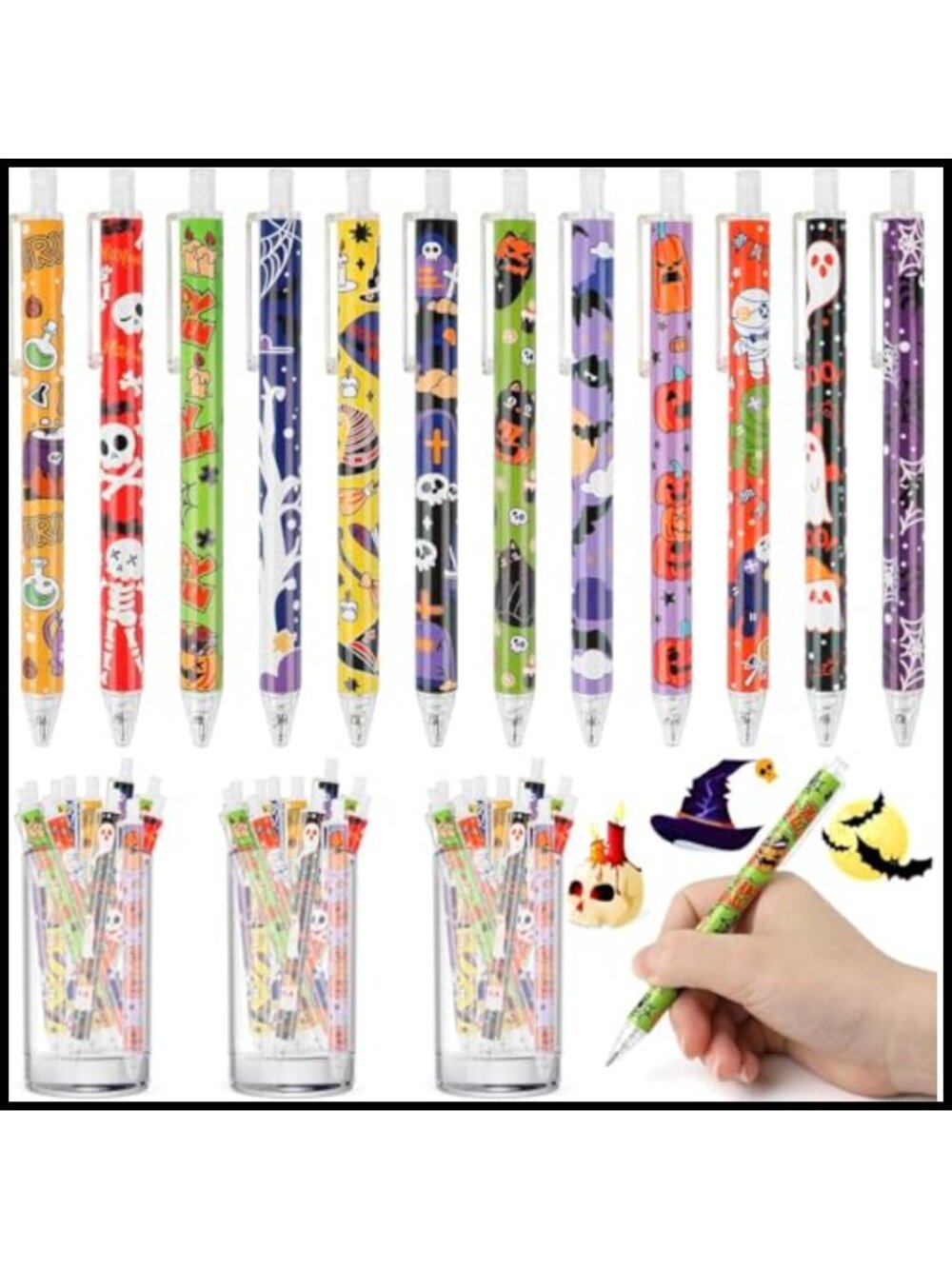 CCINEE 12pcs Halloween Ballpoint Pen Retractable Pens Trick or Treat Goodie Bag